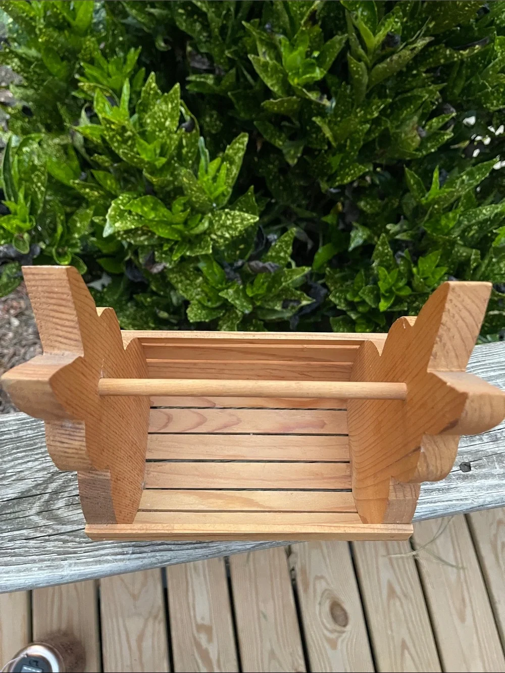 Wooden Bunny Rabbit Basket Crate with Handle